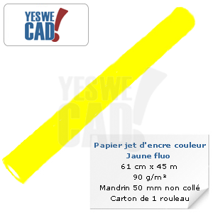 Rouleau de papier jet d'encre jaune fluo - 61 cm x 45m - 95 g/m²