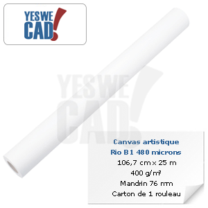 Rouleau de toile canvas Rio B1 480 microns - 106,7 cm x 25 m - 400 g/m²