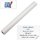 Rouleau de vinyle adhésif mat - 91,4 cm x 30 m - 250 g/m²