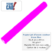 Rouleau de papier jet d'encre rose fluo - 91,4 cm x 45m - 90 g/m²
