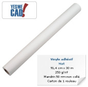 Rouleau de vinyle adhésif mat - 91,4 cm x 30 m - 250 g/m²