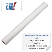 YESWECAD - Rouleau de papier jet d'encre couché mat - 106,7 cm x 30 m - 140 g/m²