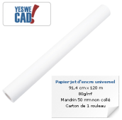 YESWECAD - Rouleau de papier jet d'encre universel - 91,4 cm x 110 m - 90 g/m²