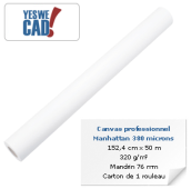 Rouleau de toile canvas Manhattan 380 microns - 152,4 cm x 50 m - 320 g/m²